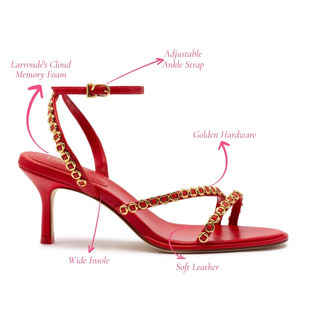Milanina Mini Sandal In Scarlet Leather sold by Larroude product image thumbnail 5