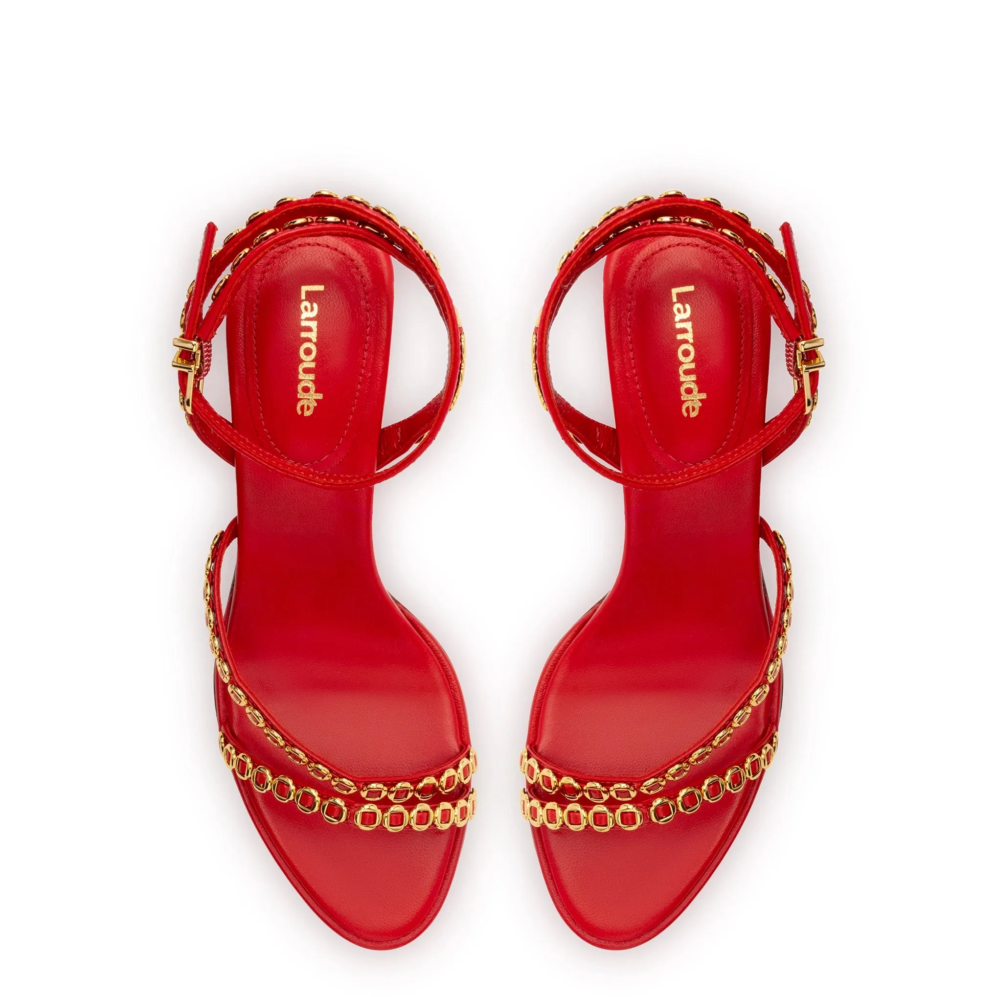 Milanina Mini Sandal In Scarlet Leather sold by Larroude product image thumbnail 3