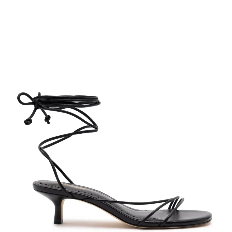 Sara Sandal In Black Leather sold by Larroude