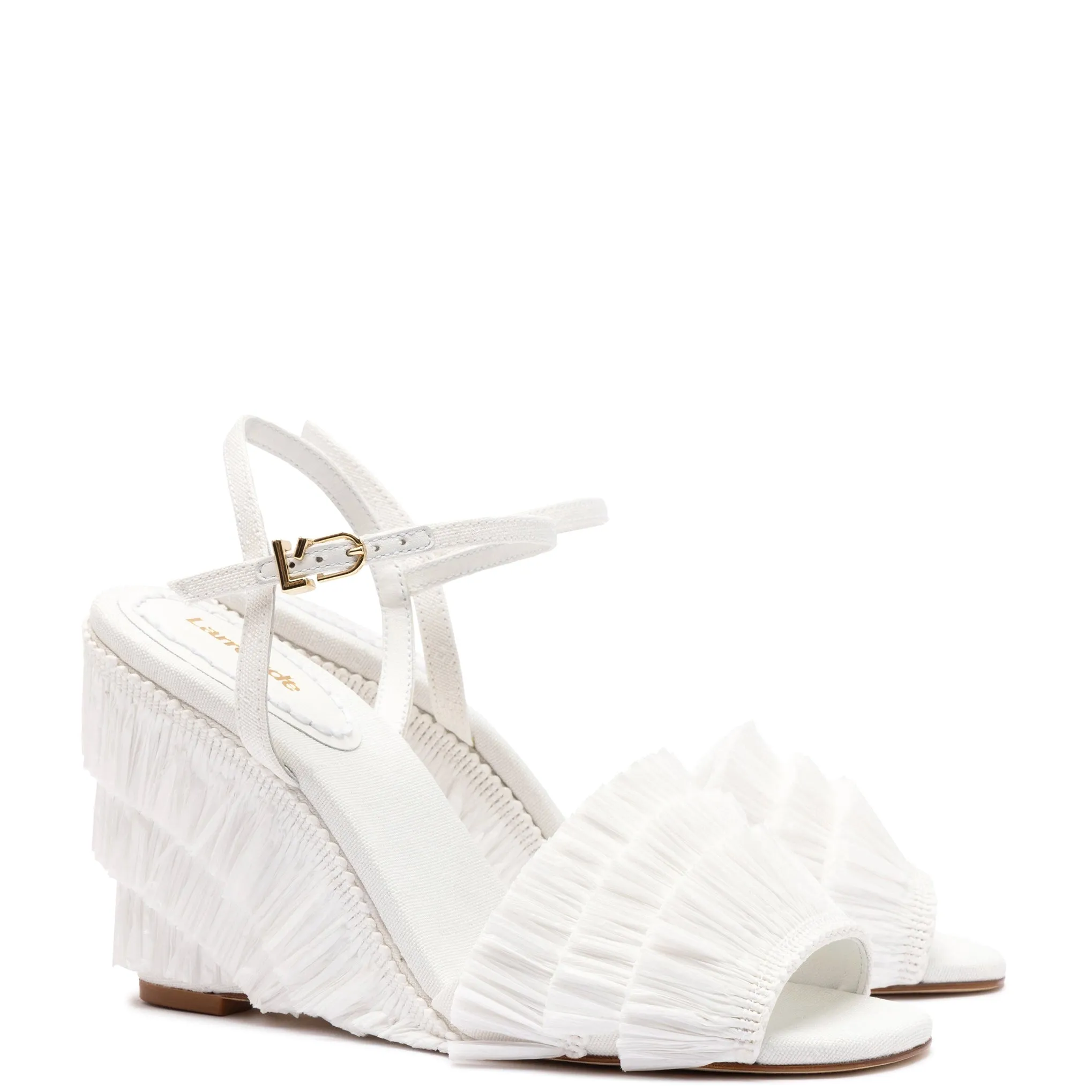 Yves Fringe Wedge In White Raffia sold by Larroude product image thumbnail 2