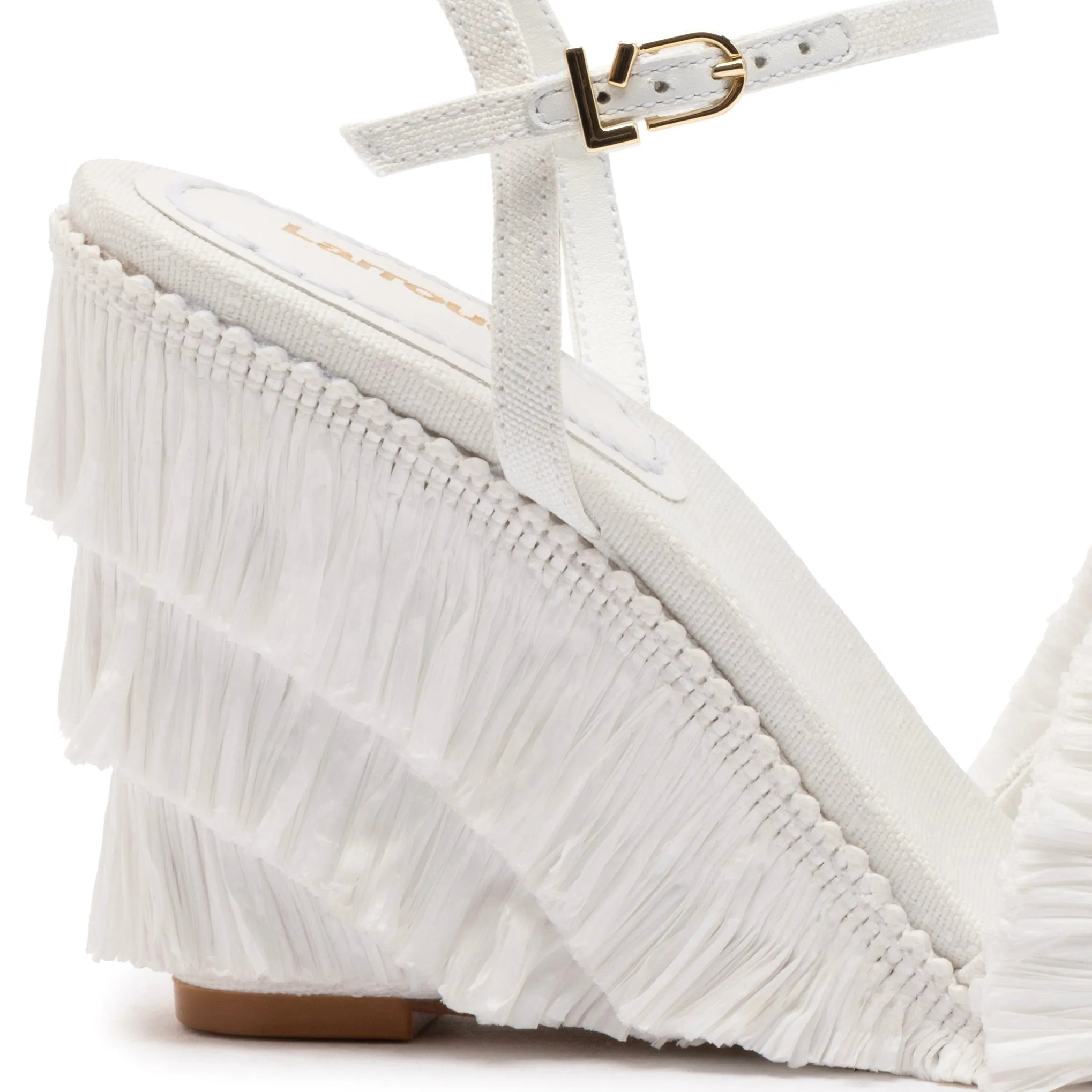 Yves Fringe Wedge In White Raffia sold by Larroude product image thumbnail 4