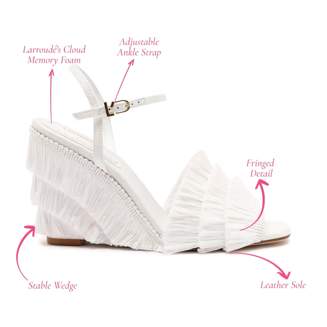Yves Fringe Wedge In White Raffia sold by Larroude product image thumbnail 5