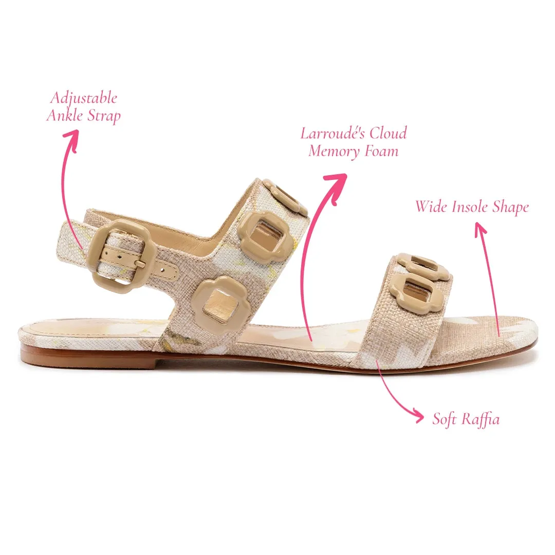 Milan Flat Sandal In Beige Printed Raffia sold by Larroude product image thumbnail 5