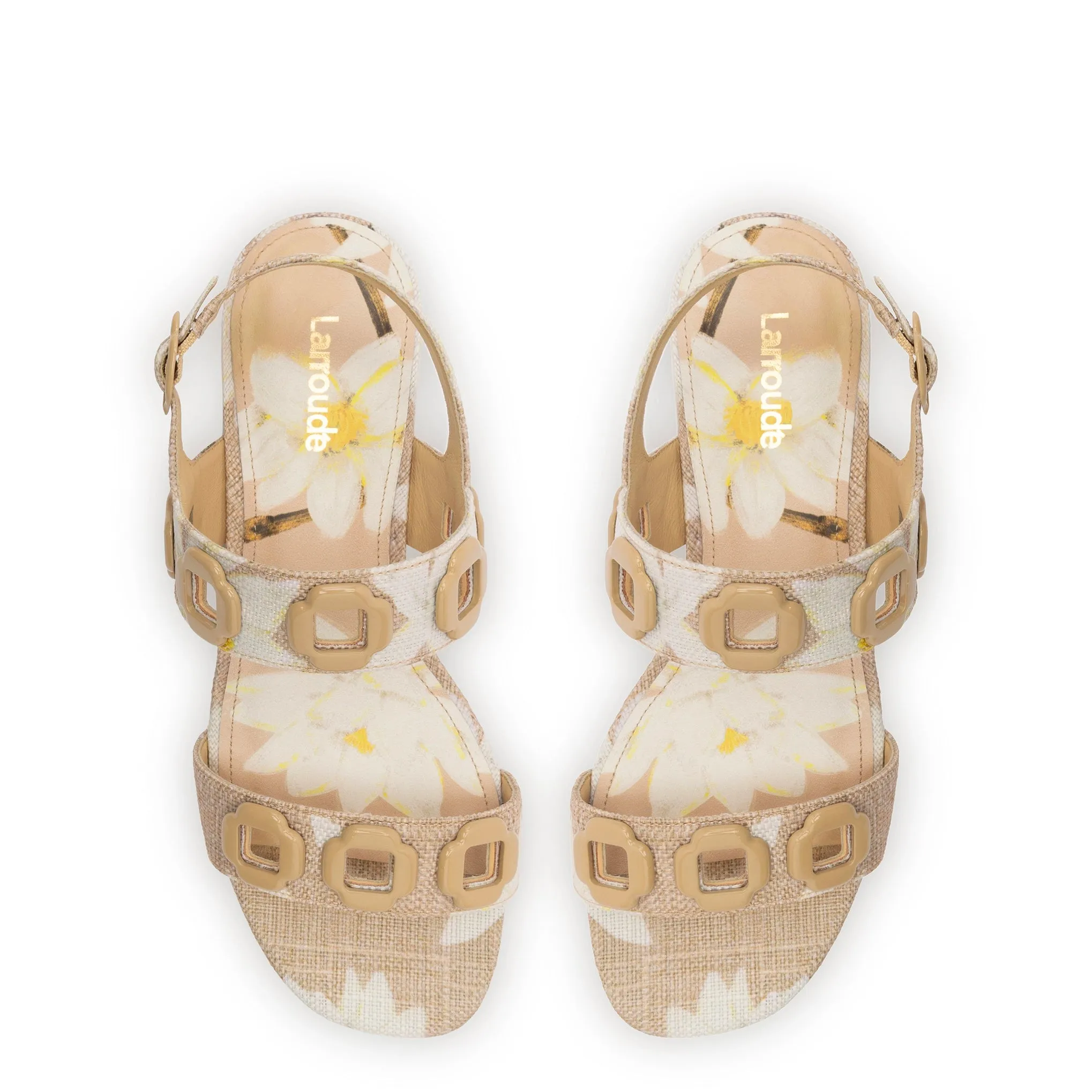 Milan Flat Sandal In Beige Printed Raffia sold by Larroude product image thumbnail 3