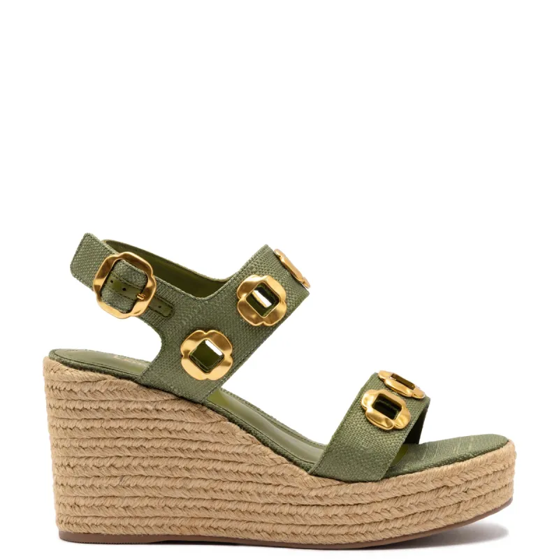 Milan Espadrille In Seaweed Raffia sold by Larroude