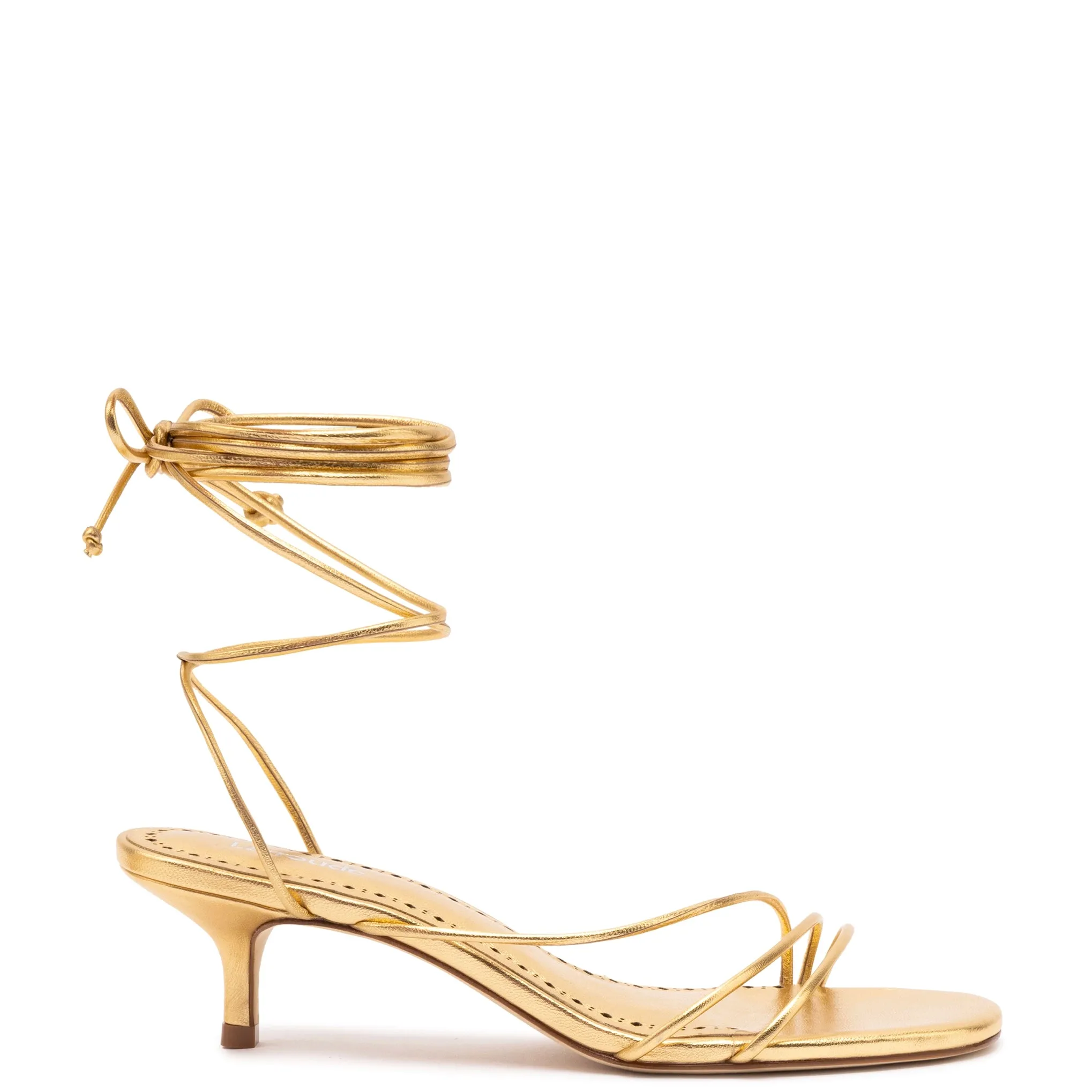 Sara Sandal In Gold Metallic Leather sold by Larroude