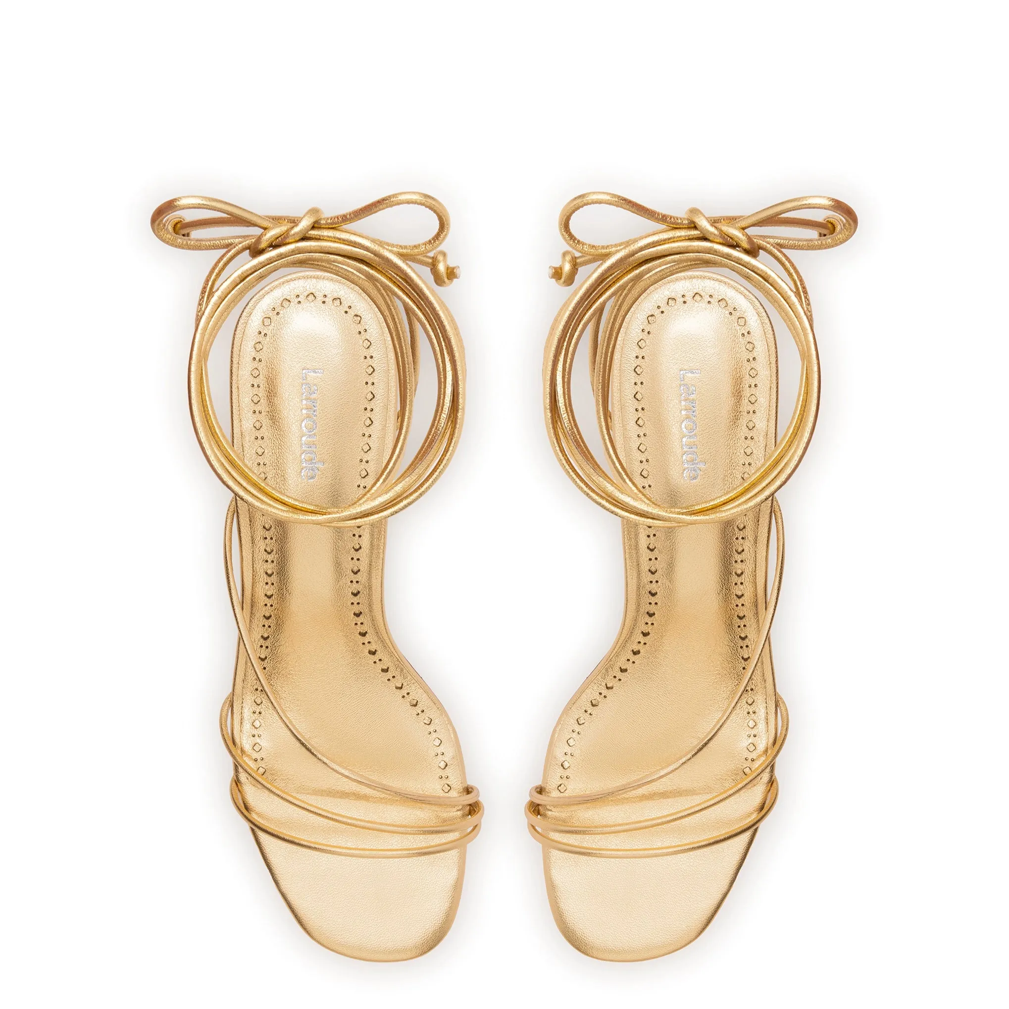 Sara Sandal In Gold Metallic Leather sold by Larroude product image thumbnail 3