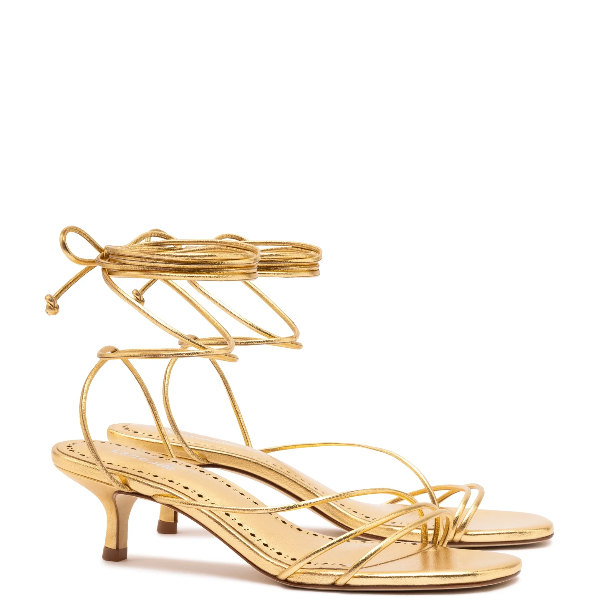 Sara Sandal In Gold Metallic Leather sold by Larroude product image thumbnail 2