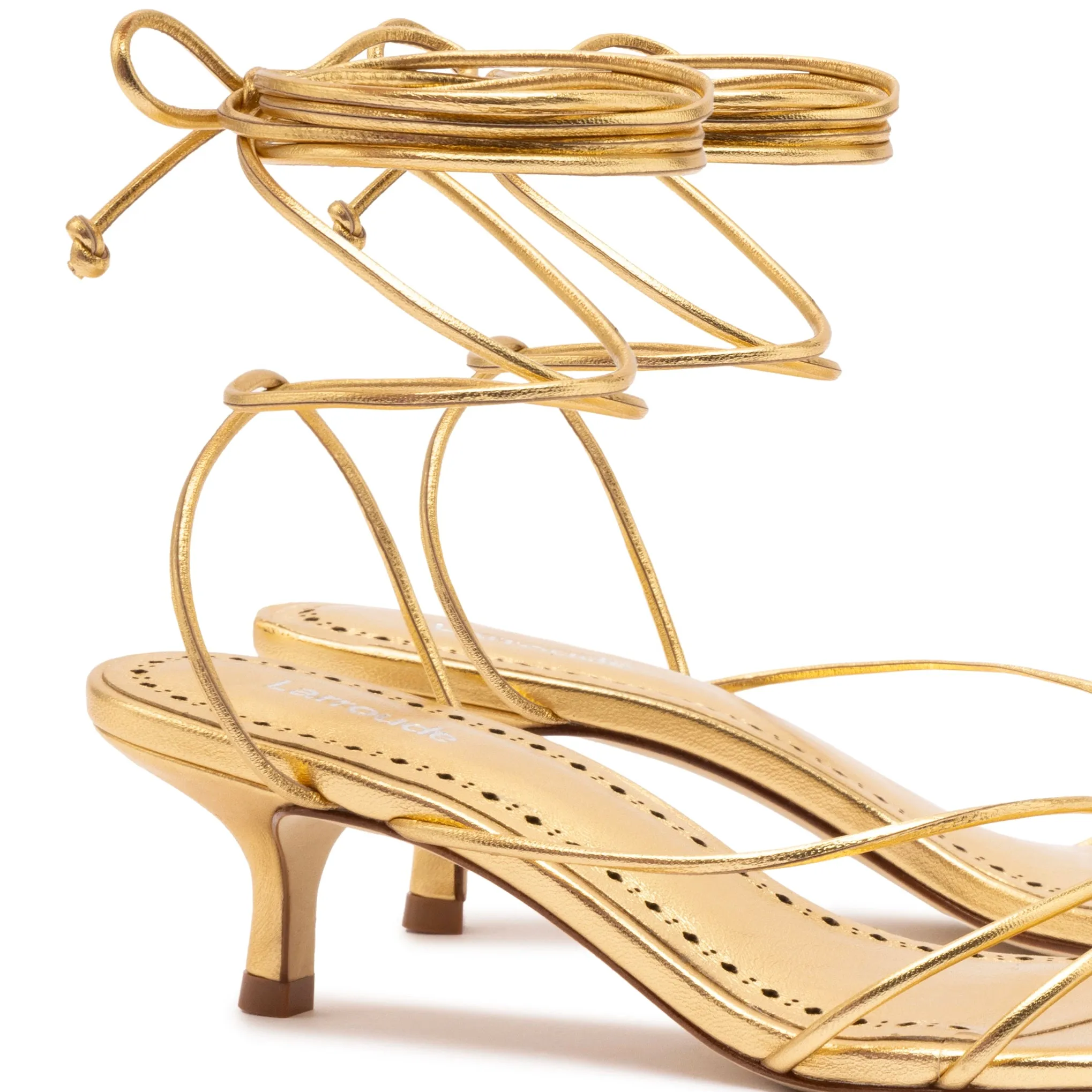 Sara Sandal In Gold Metallic Leather sold by Larroude product image thumbnail 4