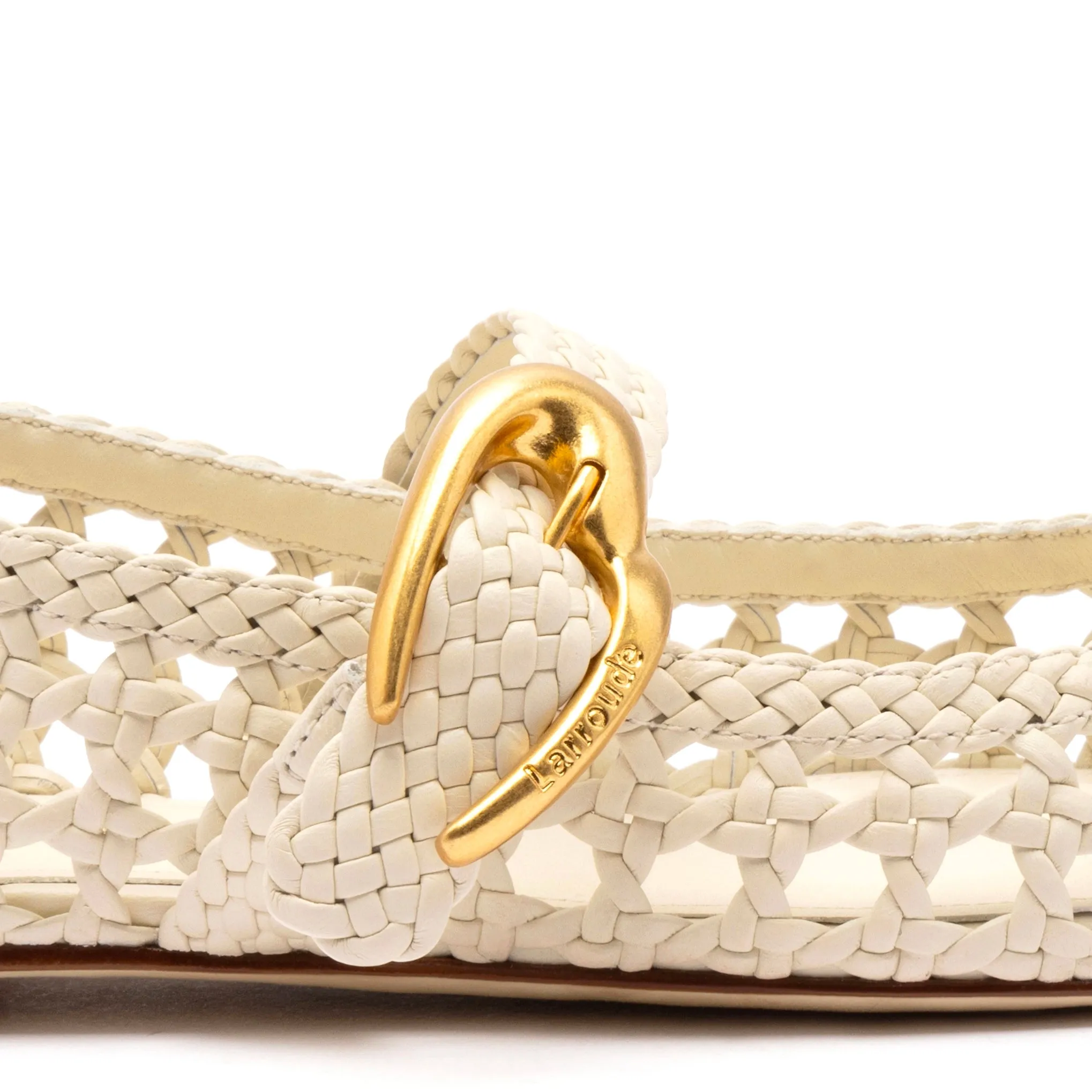 Verona Macrame Ballet Flat In Ivory Leather sold by Larroude product image thumbnail 4