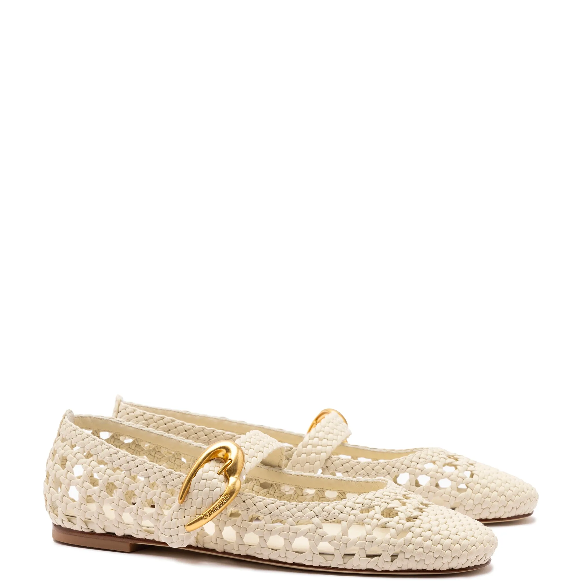 Verona Macrame Ballet Flat In Ivory Leather sold by Larroude product image thumbnail 2