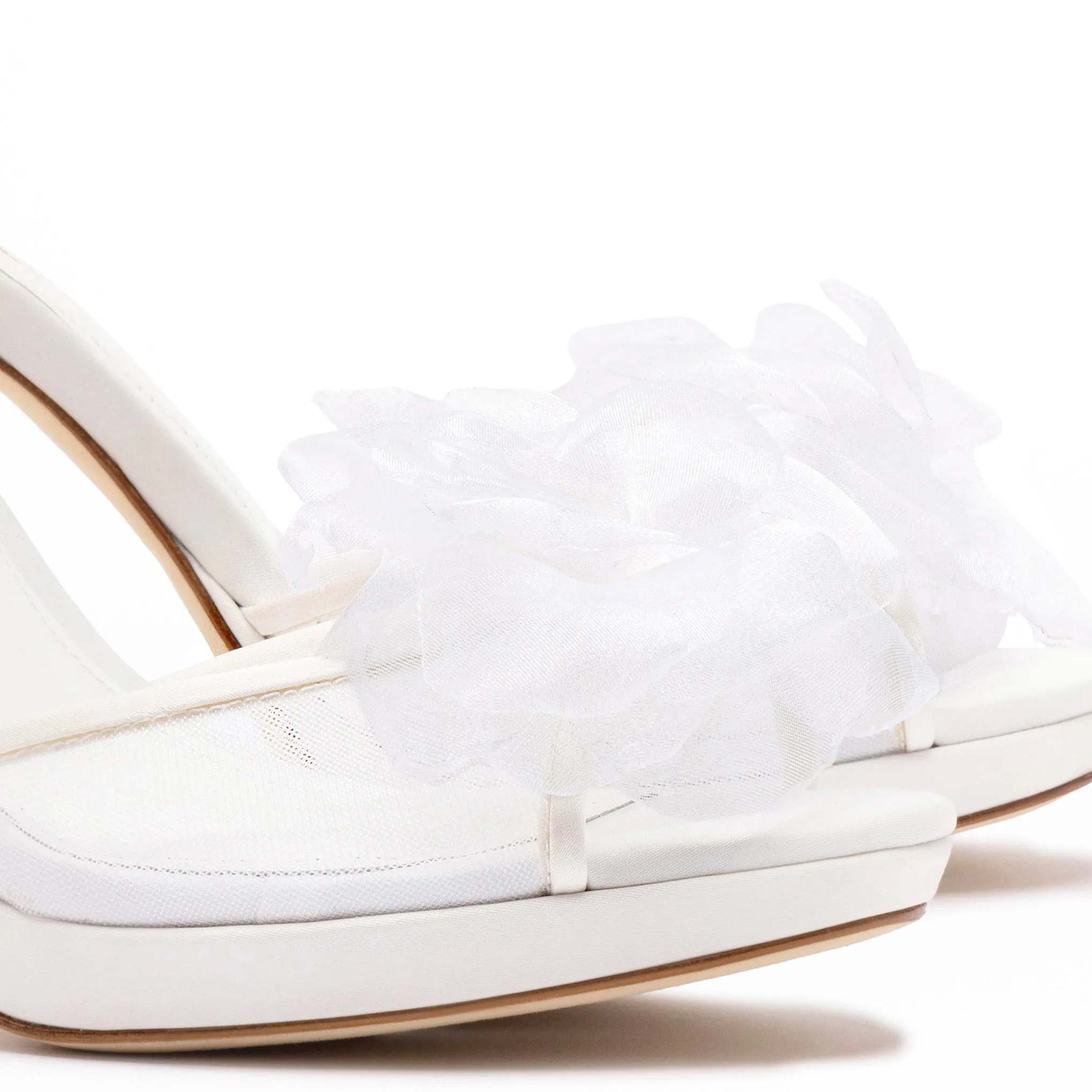 Salma Platform Sandal In White Satin sold by Larroude product image thumbnail 4