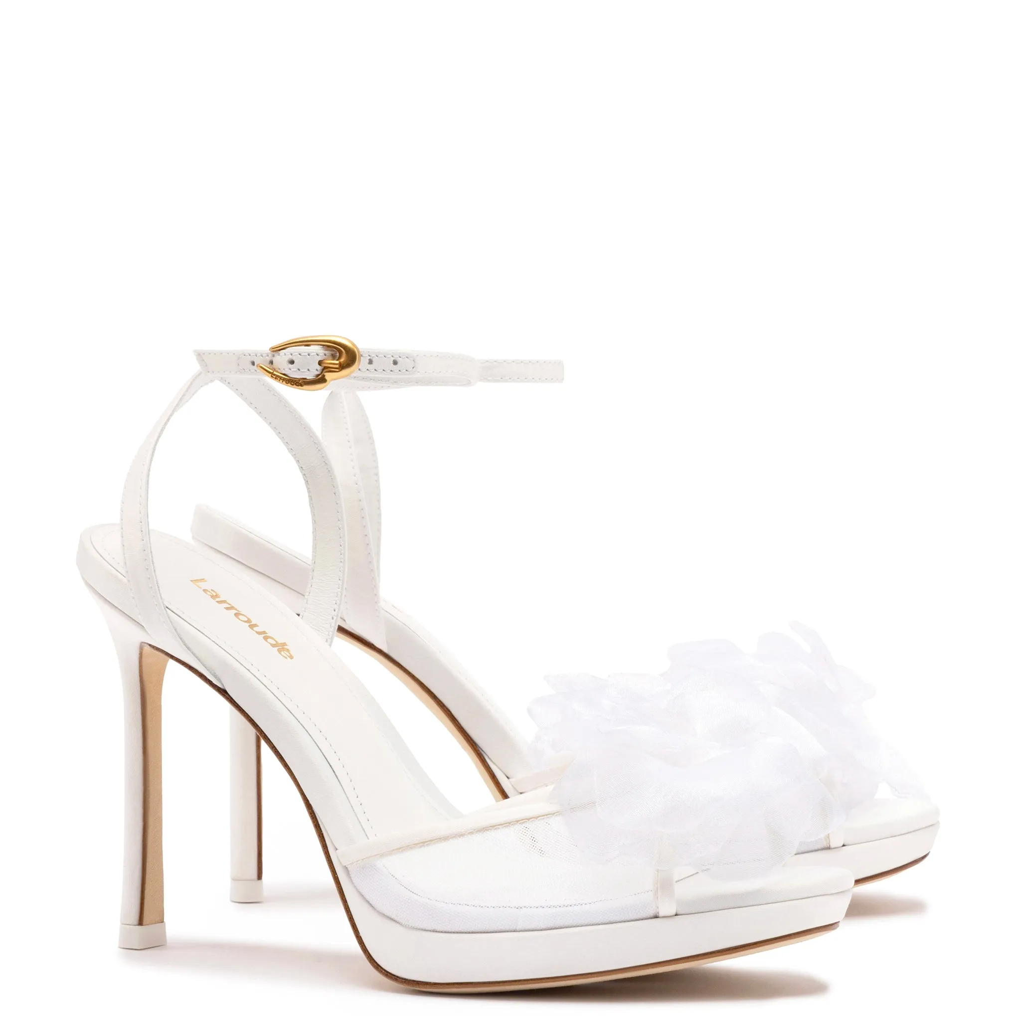 Salma Platform Sandal In White Satin sold by Larroude product image thumbnail 2