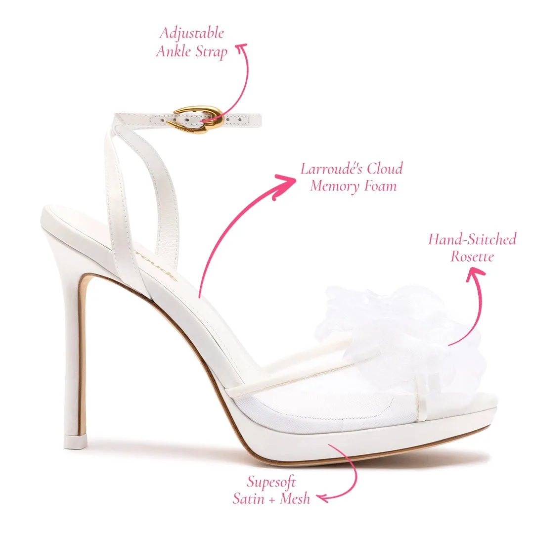 Salma Platform Sandal In White Satin sold by Larroude product image thumbnail 5