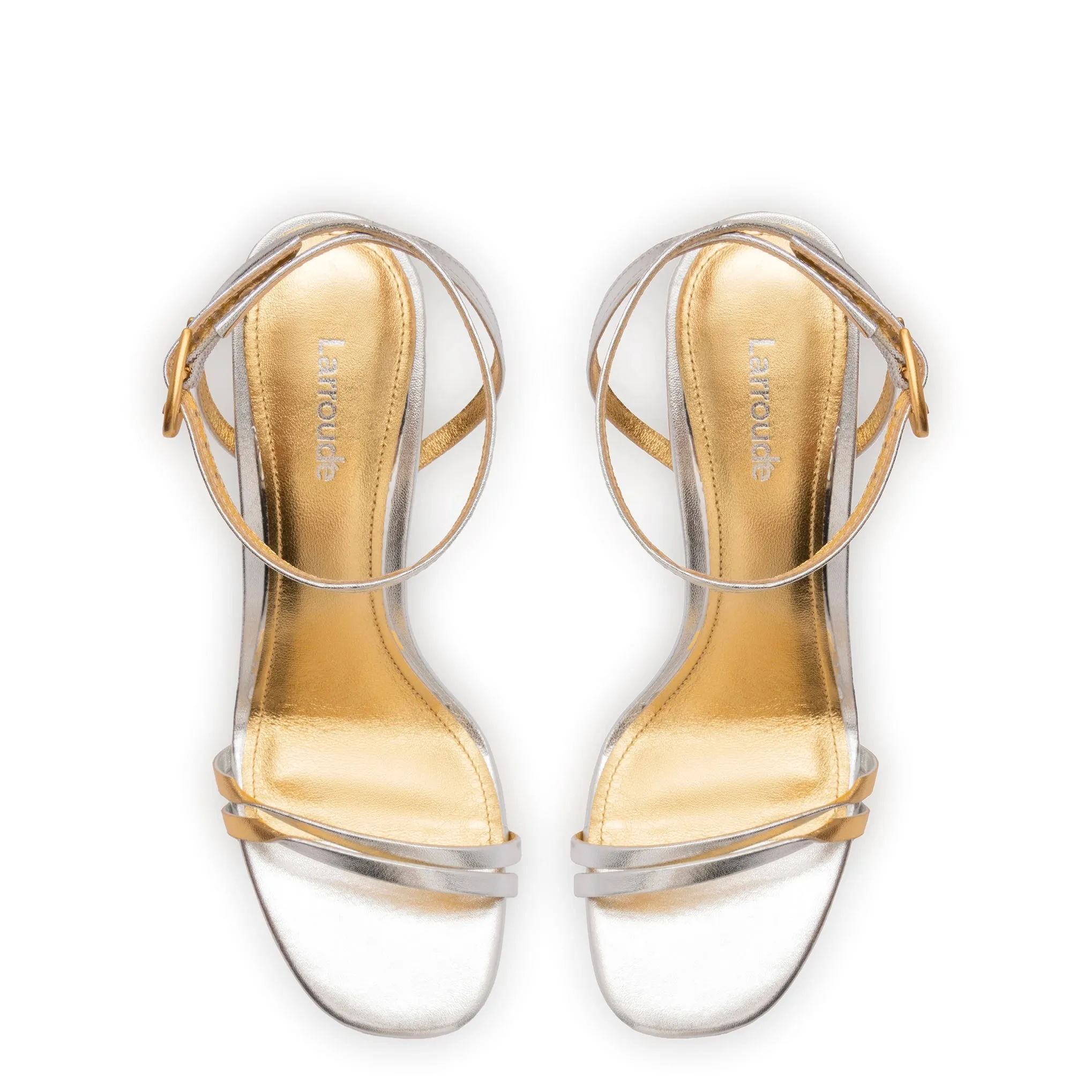 Vesper Sandal In Silver Metallic Leather sold by Larroude product image thumbnail 4