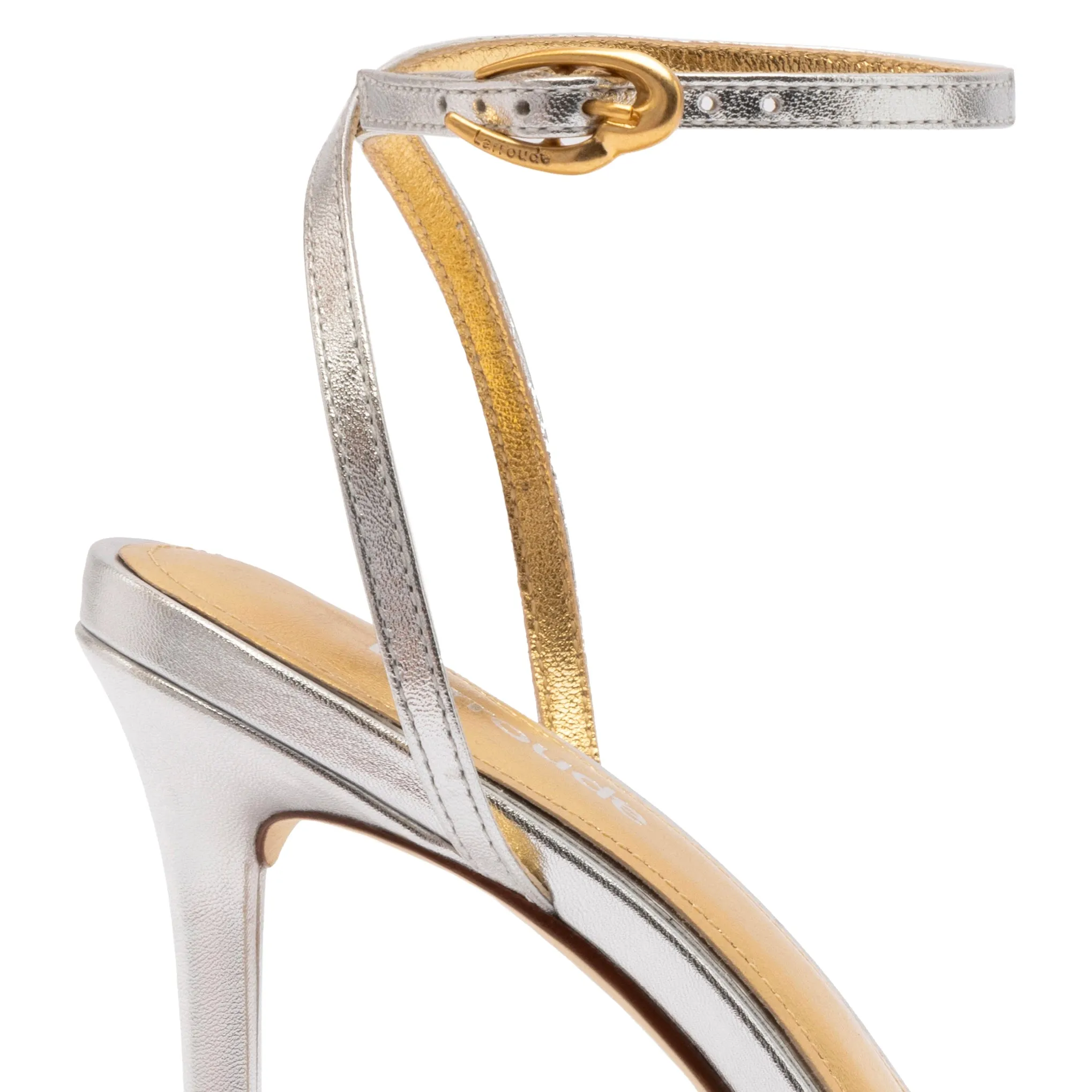 Vesper Sandal In Silver Metallic Leather sold by Larroude product image thumbnail 3