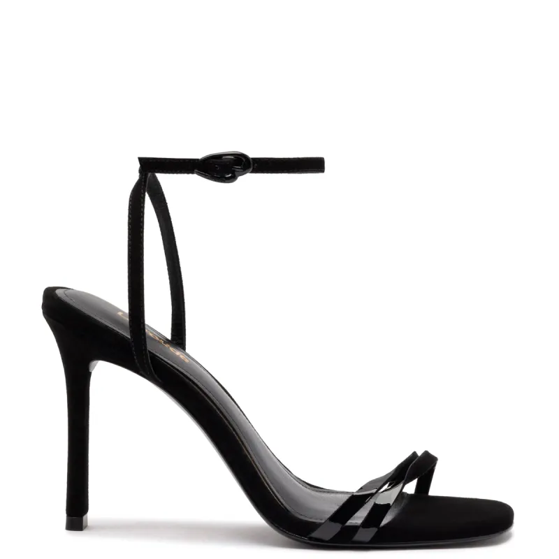 Vesper Sandal In Black Suede sold by Larroude