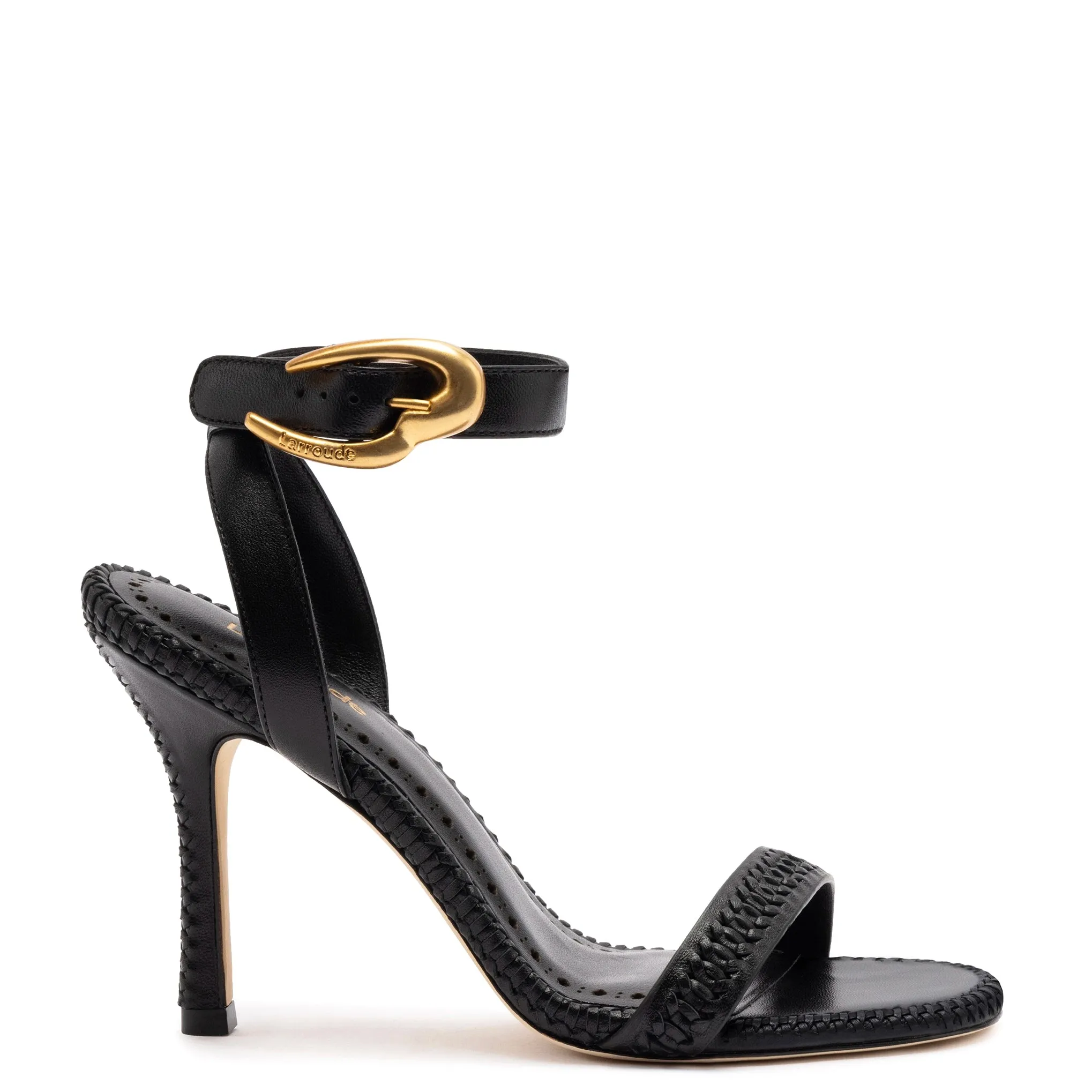 Verona Sandal In Black Leather sold by Larroude