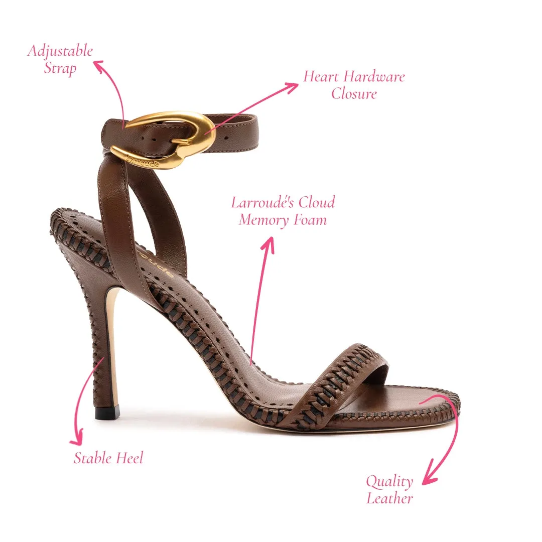 Verona Sandal In Burnt Umber Leather sold by Larroude product image thumbnail 5