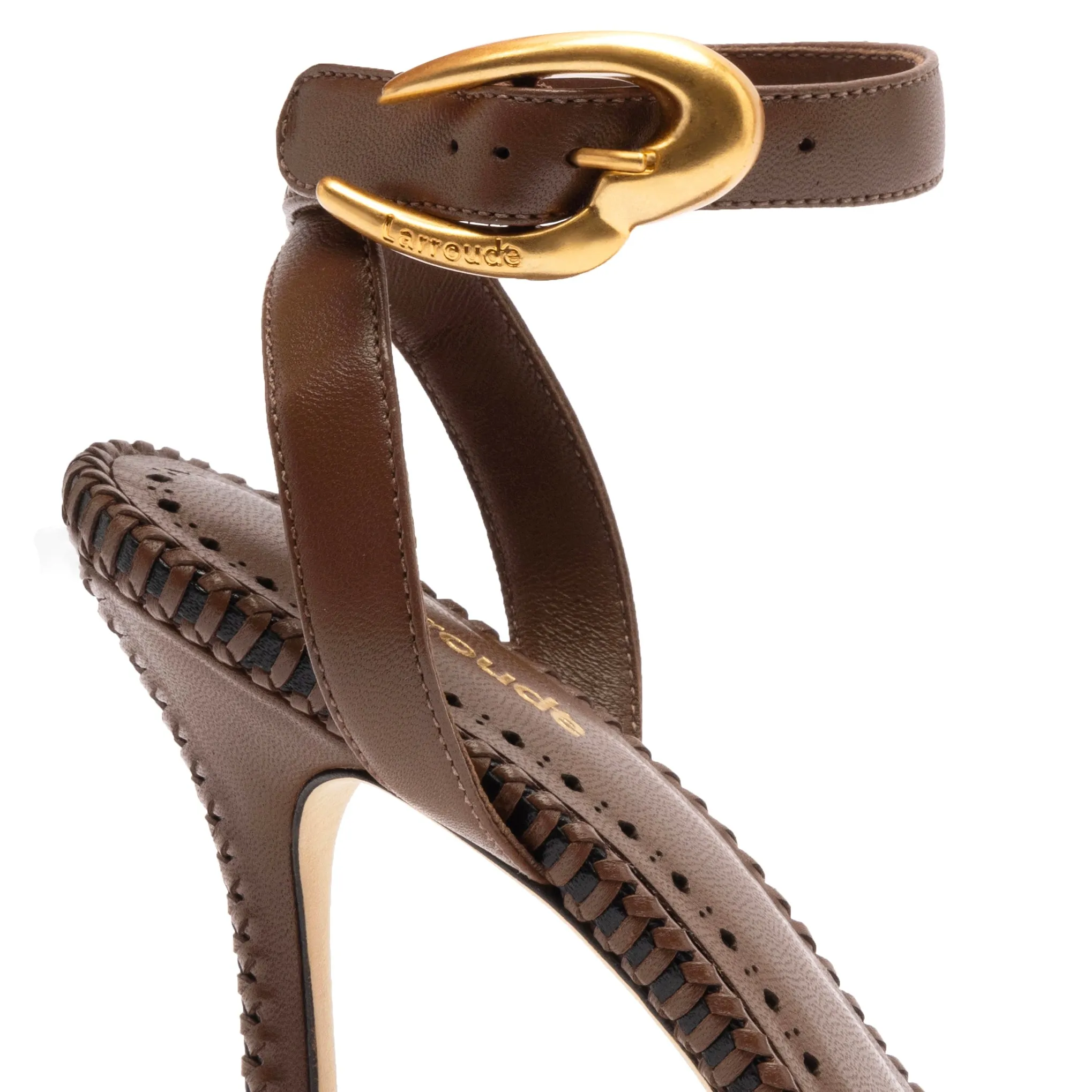Verona Sandal In Burnt Umber Leather sold by Larroude product image thumbnail 4
