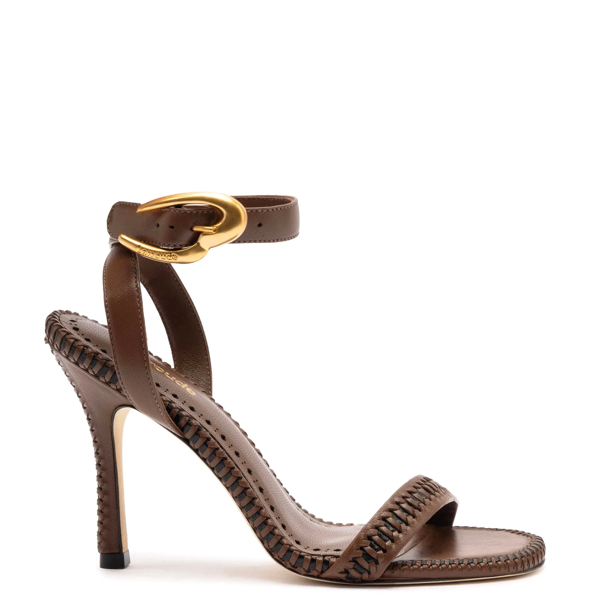 Verona Sandal In Burnt Umber Leather sold by Larroude