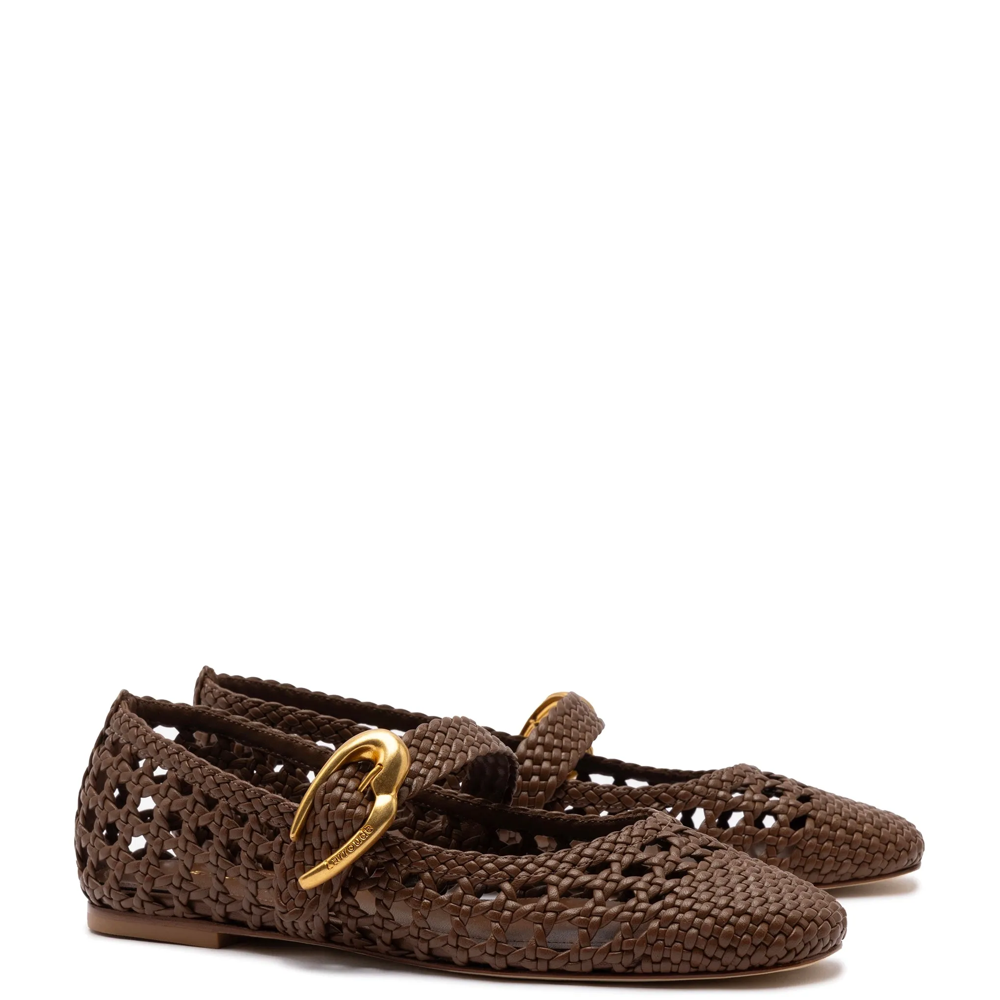 Verona Macrame Ballet Flat In Burnt Umber Leather sold by Larroude product image thumbnail 2