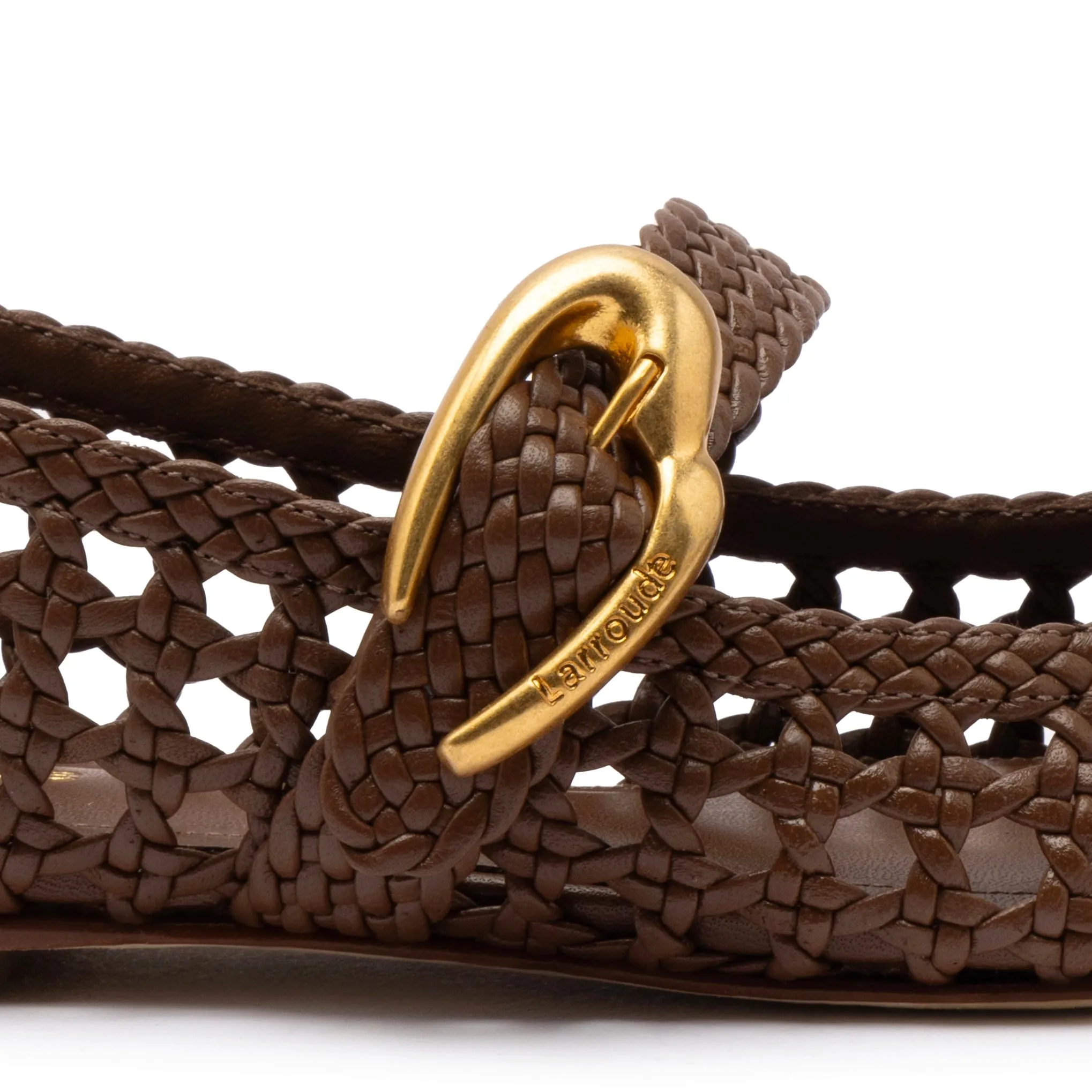 Verona Macrame Ballet Flat In Burnt Umber Leather sold by Larroude product image thumbnail 4