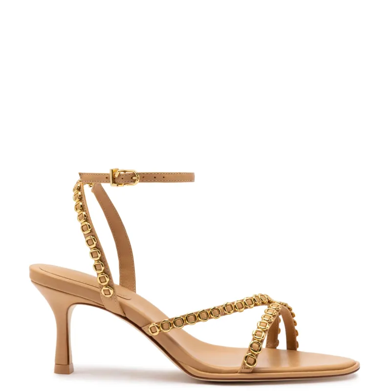 Milanina Mini Sandal In Tan Leather sold by Larroude