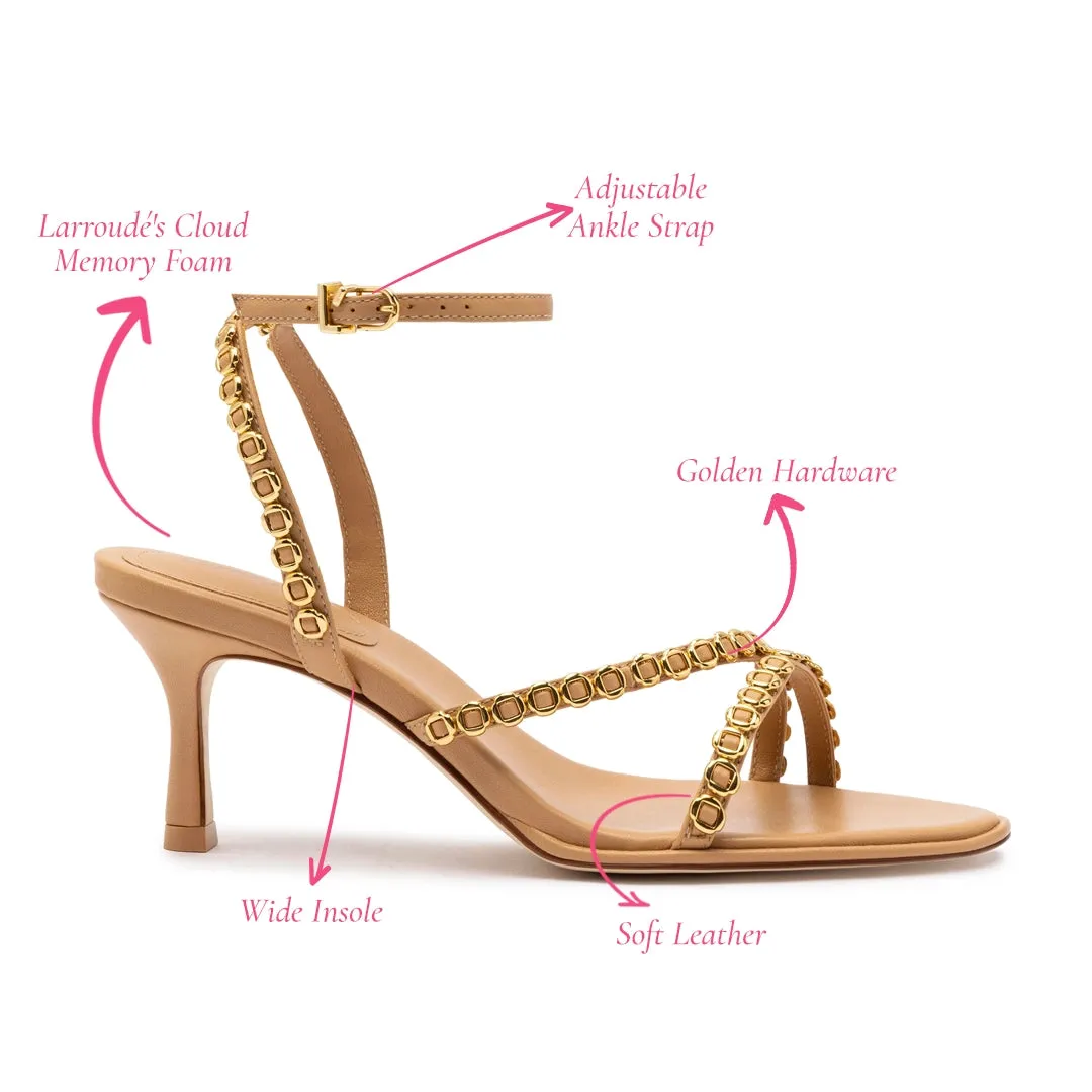 Milanina Mini Sandal In Tan Leather sold by Larroude product image thumbnail 5