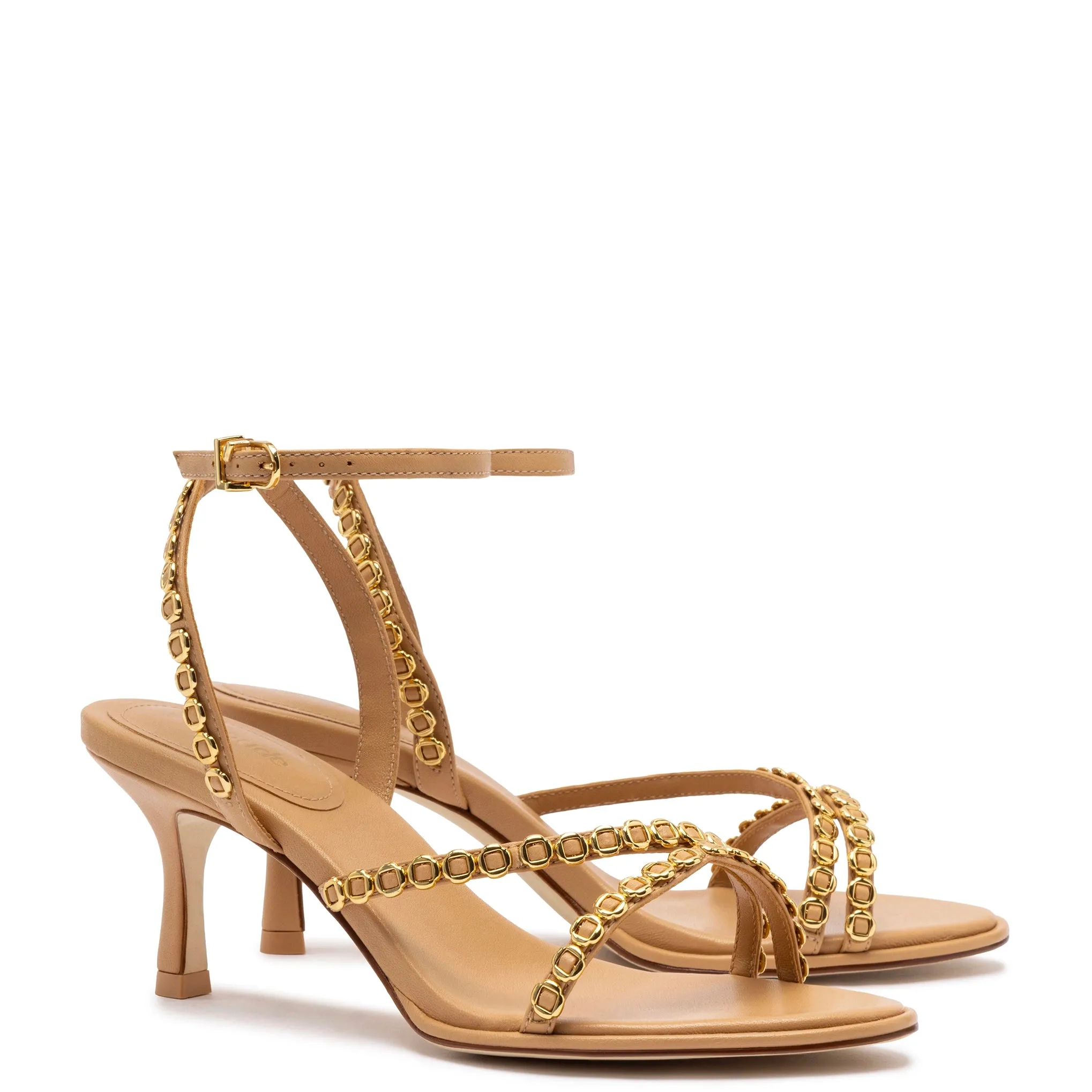 Milanina Mini Sandal In Tan Leather sold by Larroude product image thumbnail 2