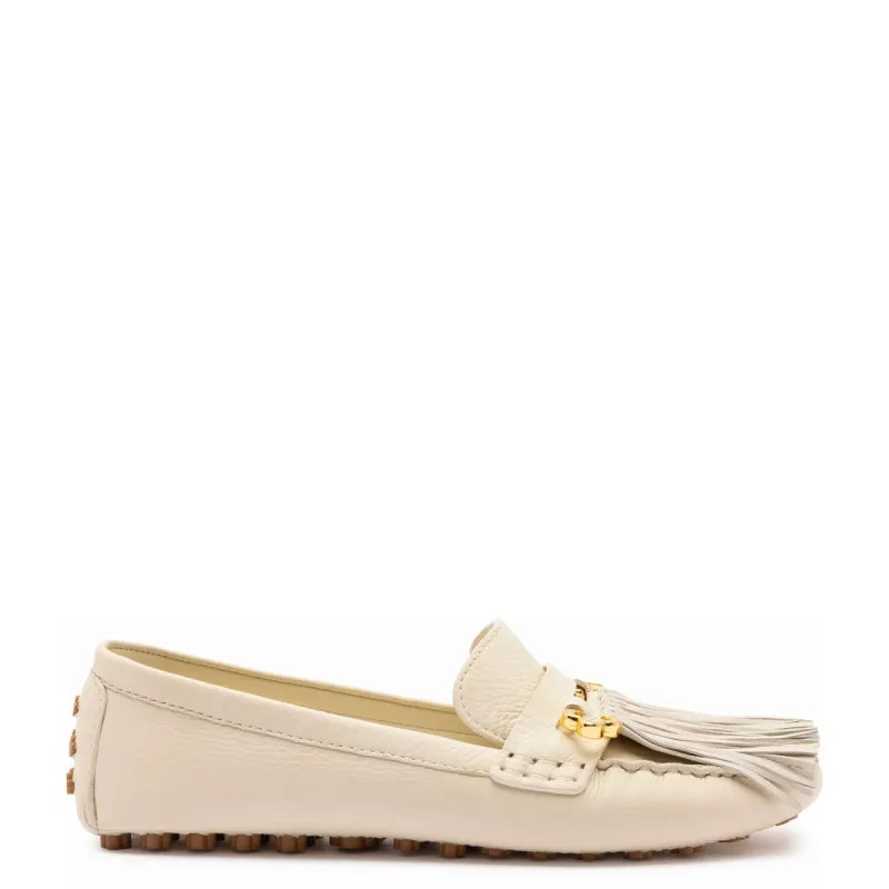 Joy Mocassin In Ivory Leather sold by Larroude