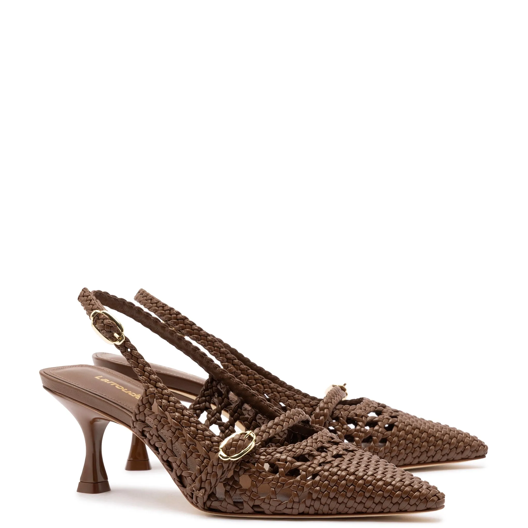 Ines Macrame Pump In Burnt Umber Leather sold by Larroude product image thumbnail 2