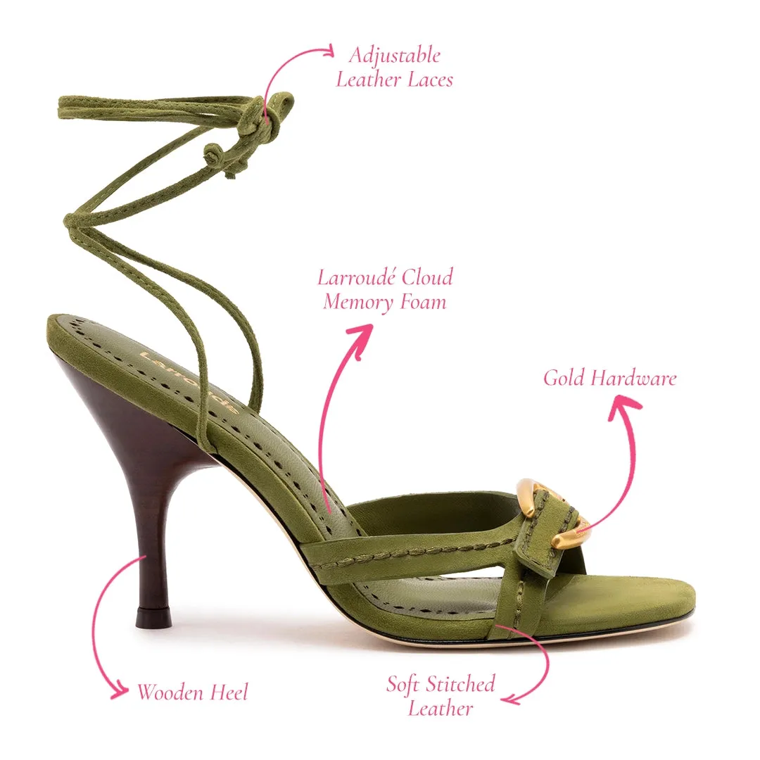 Verona Strappy Sandal In Seaweed Suede sold by Larroude product image thumbnail 5