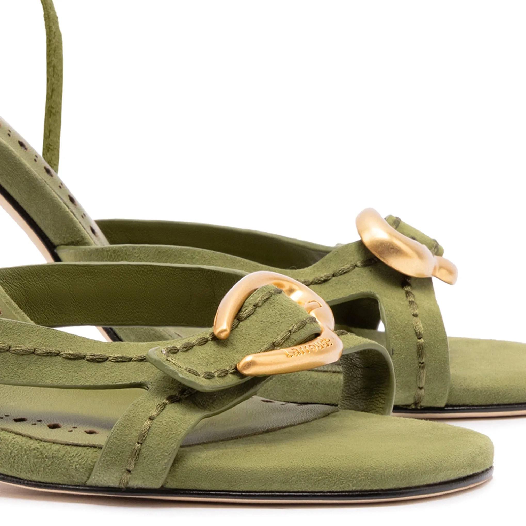 Verona Strappy Sandal In Seaweed Suede sold by Larroude product image thumbnail 4