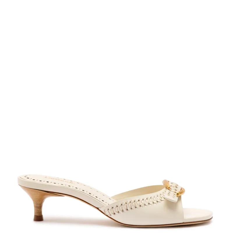 Verona Mule In Ivory Leather sold by Larroude