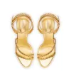 Milanina Mini Sandal In Gold Metallic Leather sold by Larroude
