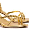 Milanina Mini Sandal In Gold Metallic Leather sold by Larroude