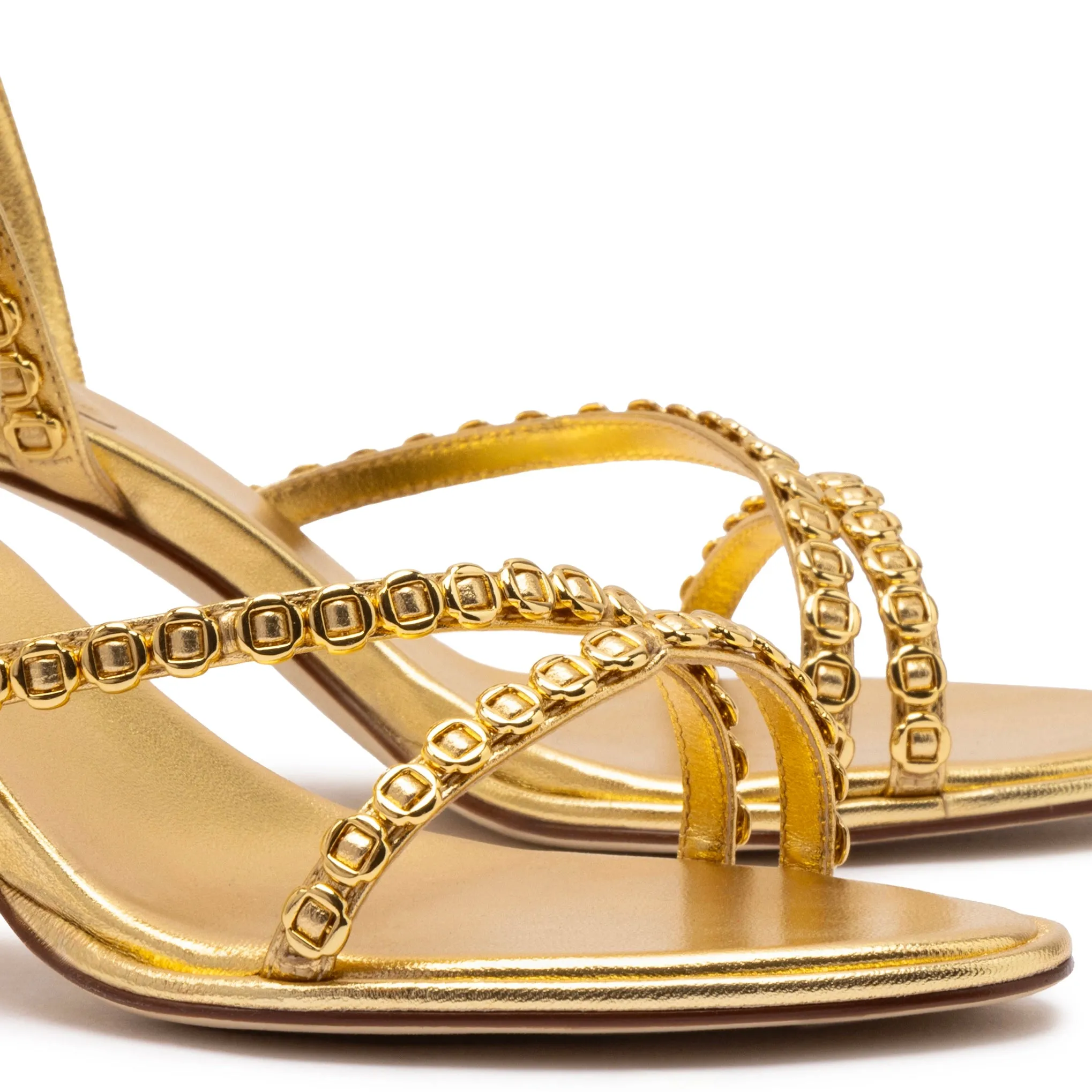 Milanina Mini Sandal In Gold Metallic Leather sold by Larroude product image thumbnail 4