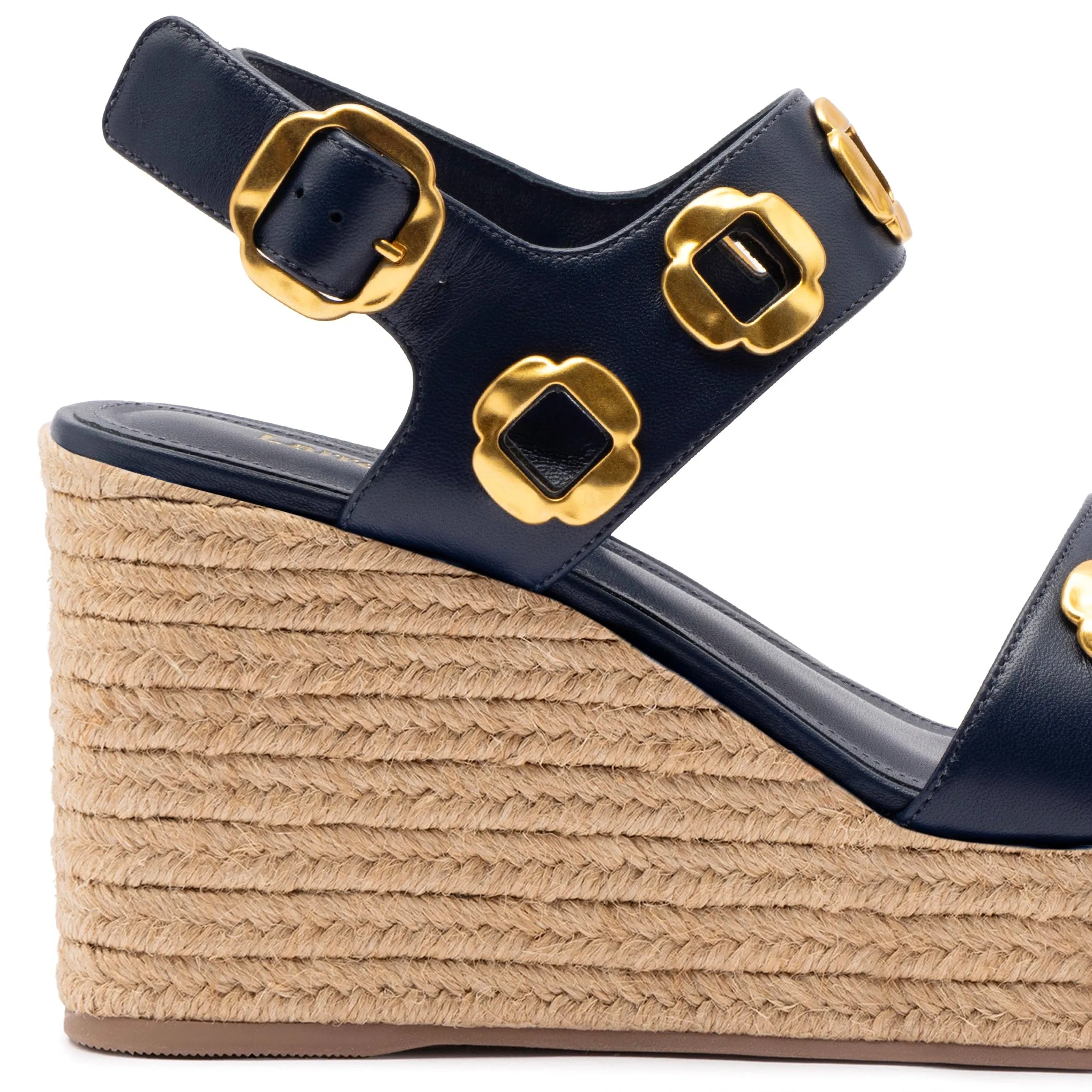Milan Espadrille In Navy Leather sold by Larroude product image thumbnail 4