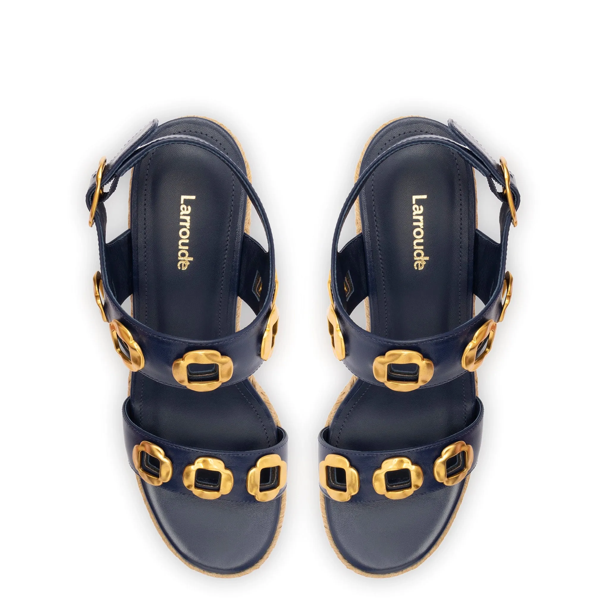 Milan Espadrille In Navy Leather sold by Larroude product image thumbnail 3