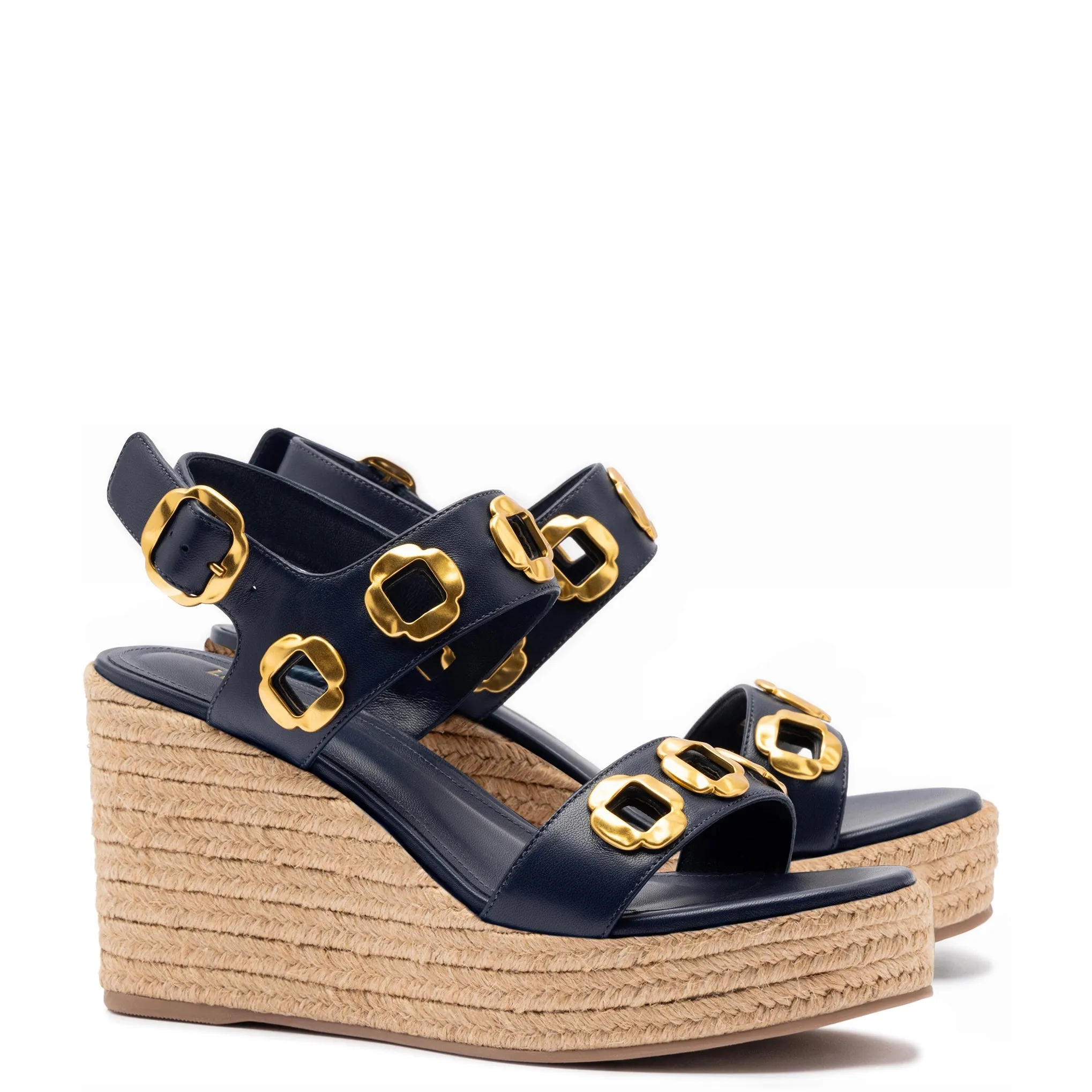 Milan Espadrille In Navy Leather sold by Larroude product image thumbnail 2