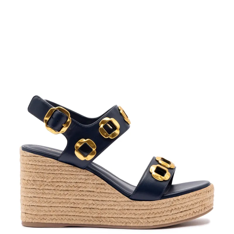 Milan Espadrille In Navy Leather sold by Larroude