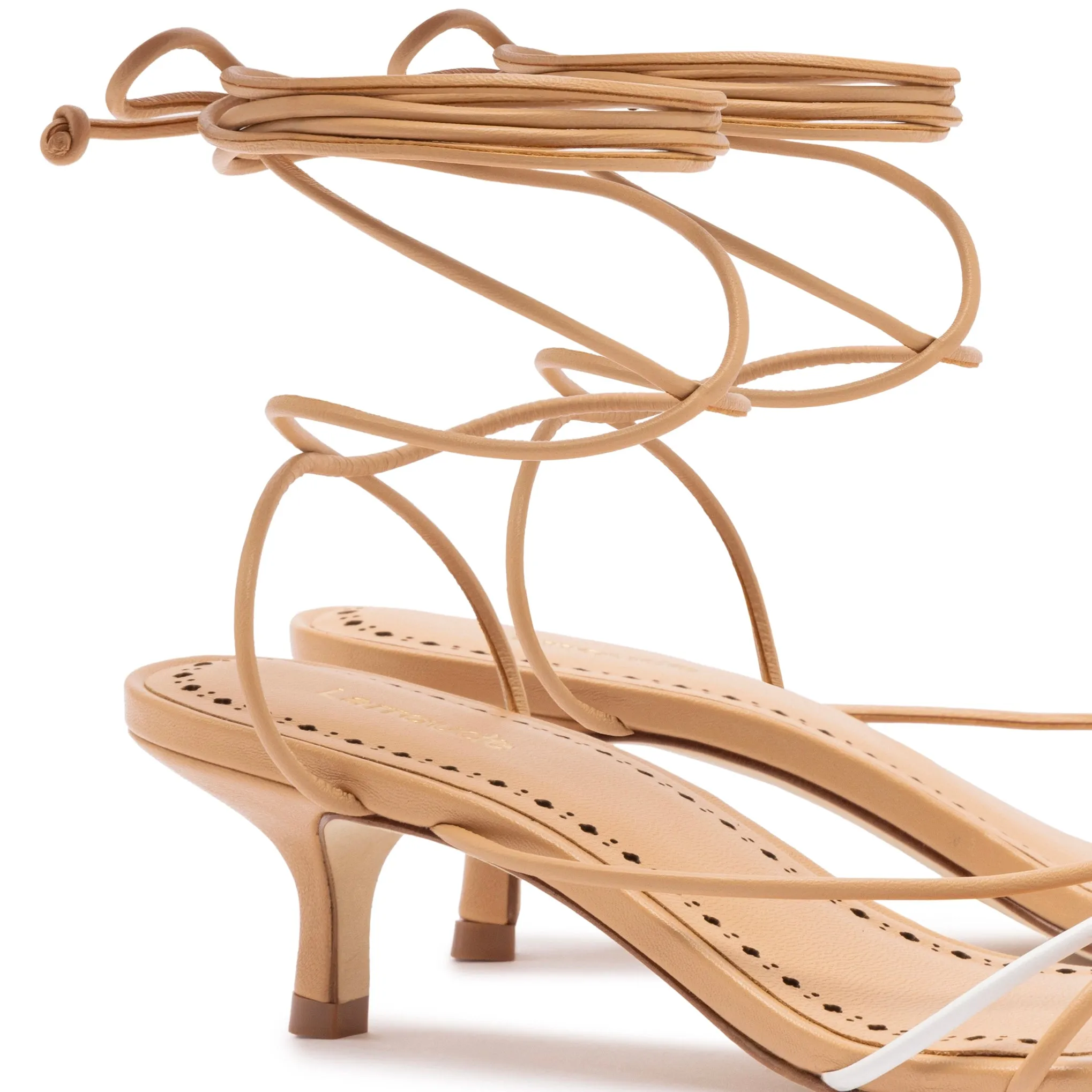 Sara Sandal In Tan Leather sold by Larroude product image thumbnail 4