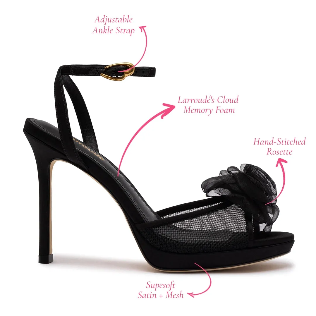 Salma Platform Sandal In Black Satin sold by Larroude product image thumbnail 5