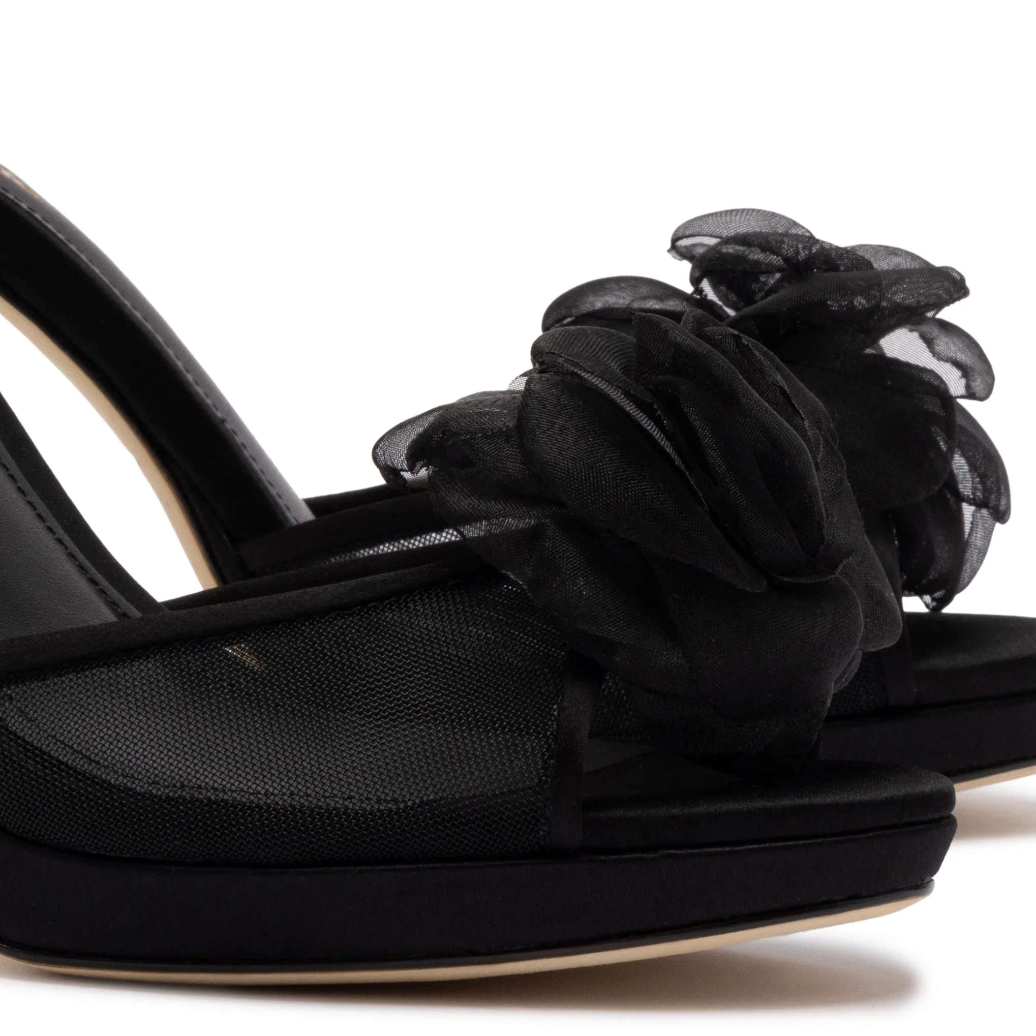 Salma Platform Sandal In Black Satin sold by Larroude product image thumbnail 4