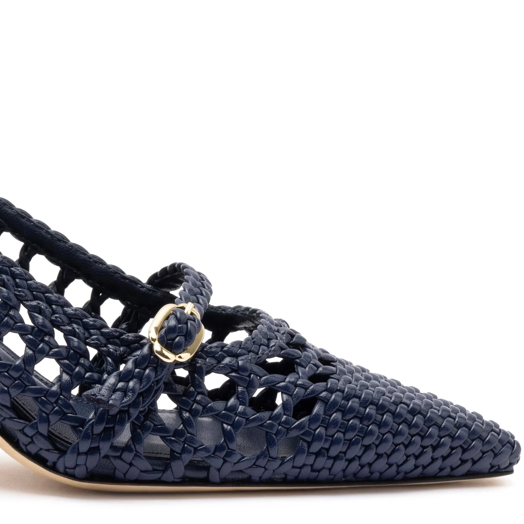 Ines Macrame Pump In Navy Leather sold by Larroude product image thumbnail 4