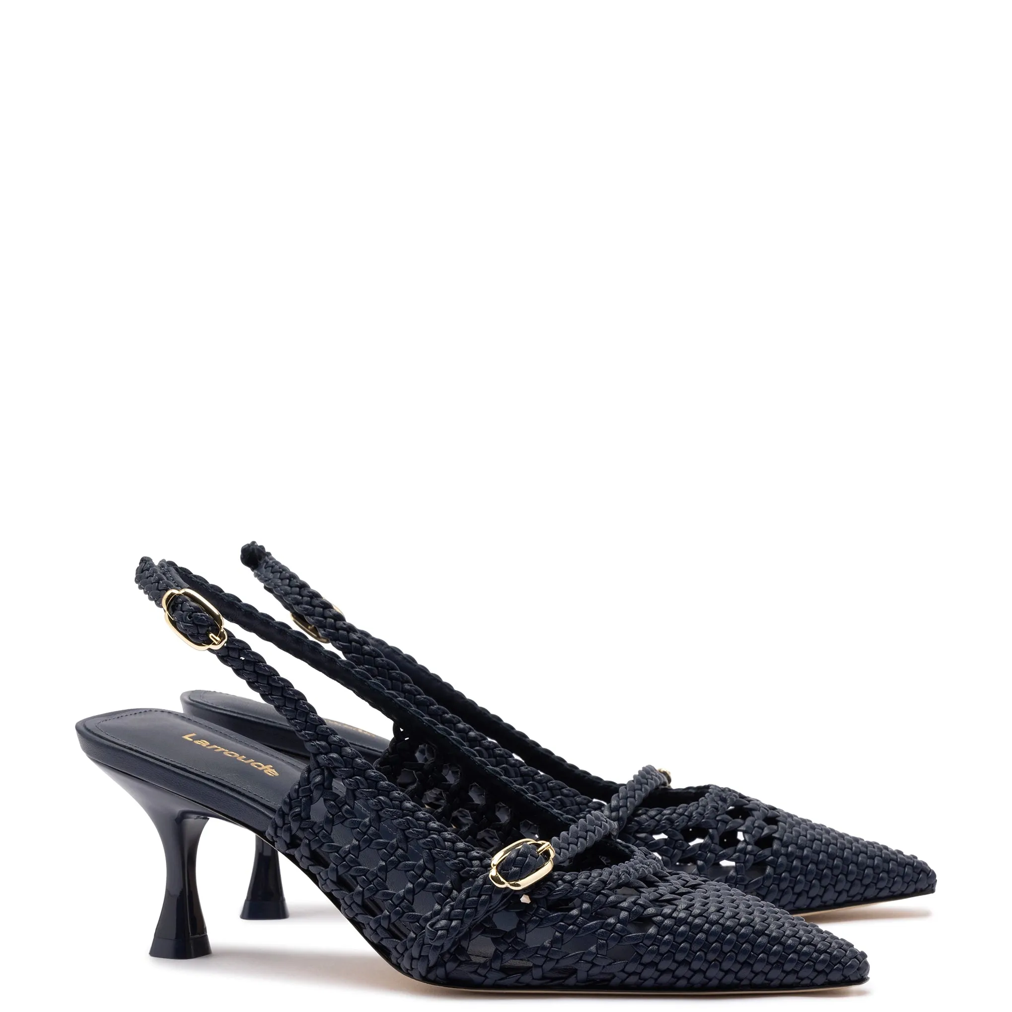 Ines Macrame Pump In Navy Leather sold by Larroude product image thumbnail 2