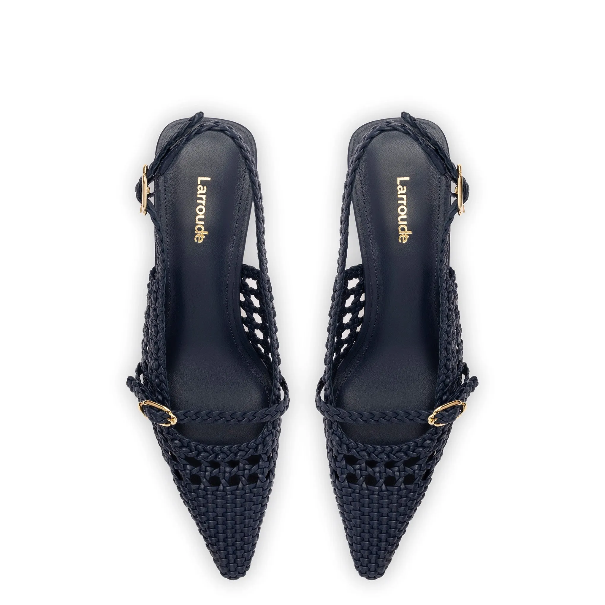 Ines Macrame Pump In Navy Leather sold by Larroude product image thumbnail 3