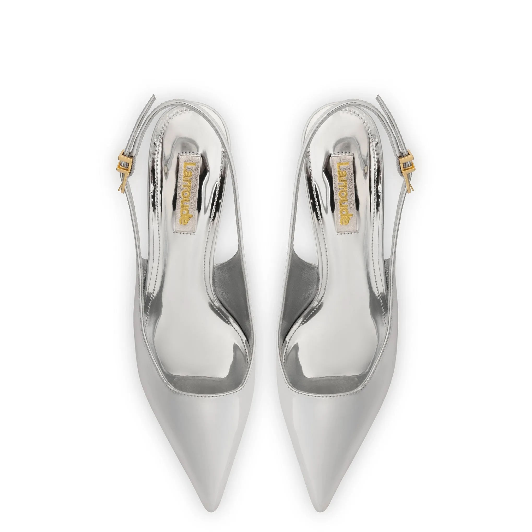 Loulou Pump In Silver Specchio sold by Larroude product image thumbnail 3