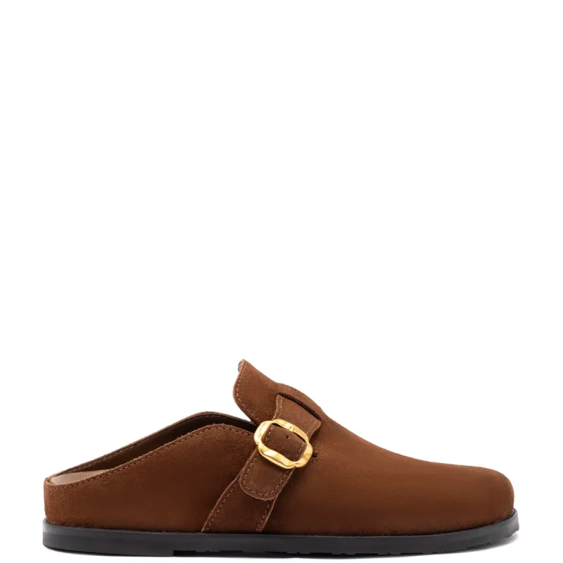 Milan Clog In Brown Suede sold by Larroude